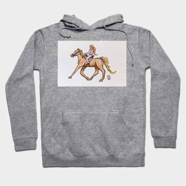 Ponytails on girl and pony Hoodie by Matt Starr Fine Art